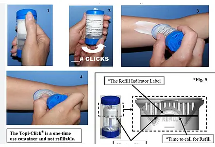 Instructions on how to use the TopiClick Applicator - Contact us if you are having trouble seeing this